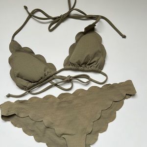 Marysia Swim Olive Green Scalloped Bikini